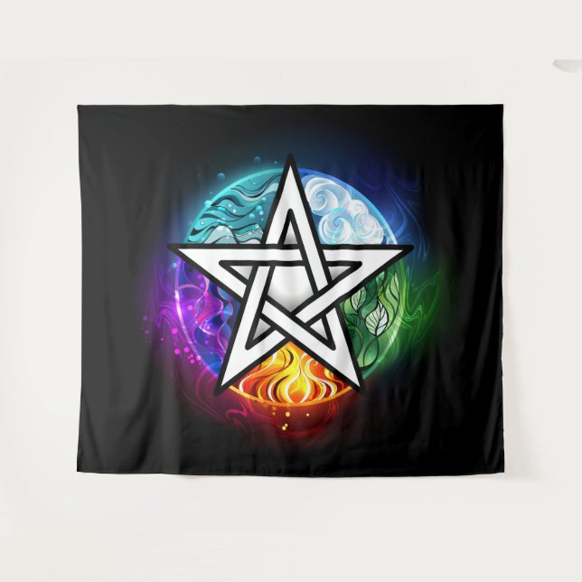 Tenture pentagramme du Wiccan (Devant (Horizontal))