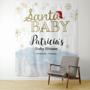 Tenture Père Noël Baby Christmas Winter Baby shower Backdr