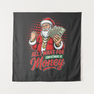 Tenture Père Noël Gangster Tout ce que je veux pour Noël c