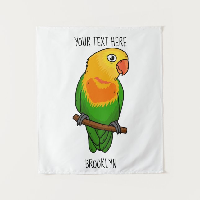 Tenture Perroquet de caricature mignon lovebird (Devant)