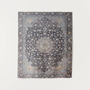 Tenture Perse Mesurée Bleu foncé gris foncé 