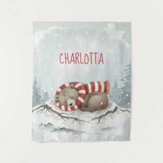 Tenture Personalized Baby Wall Art, Sleeping Bear Nursery