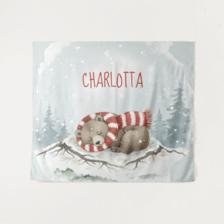 Tenture Personalized Baby Wall Art, Sleeping Bear Nursery