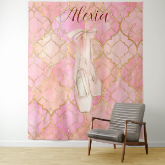 Tenture Personalized Pink Ballet Dance Studio Backdrop