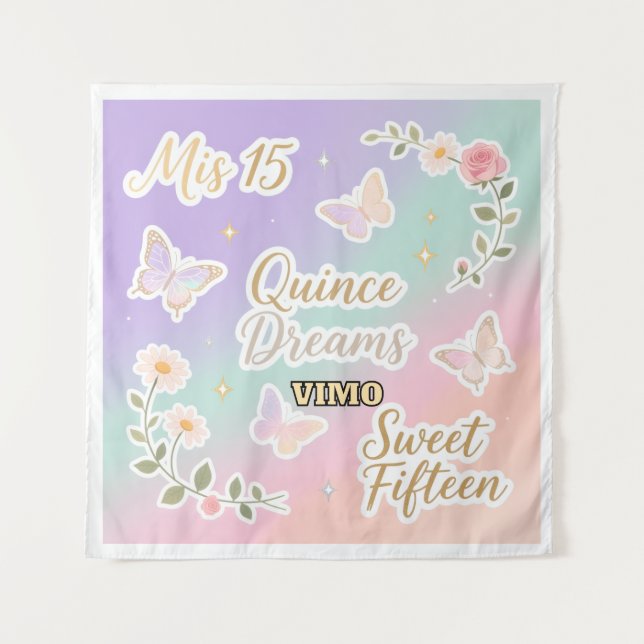 Tenture Personalized Quinceañera Photo Backdrop (Devant)