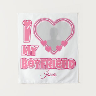 Tenture Personnalisé J'aime mon petit ami – Ajouter une ph