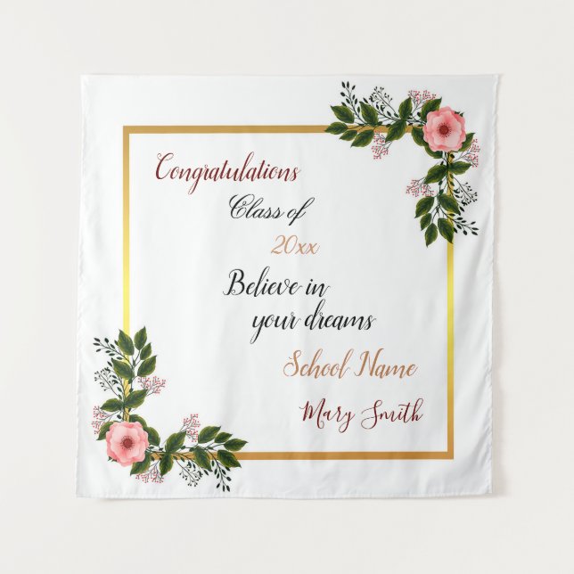 Tenture Personnaliser florale populaire Rose rose blanche (Devant)