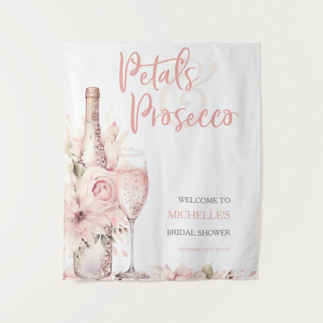 Tenture Pétales et Prosecco Fête des mariées florale rose  (Devant)