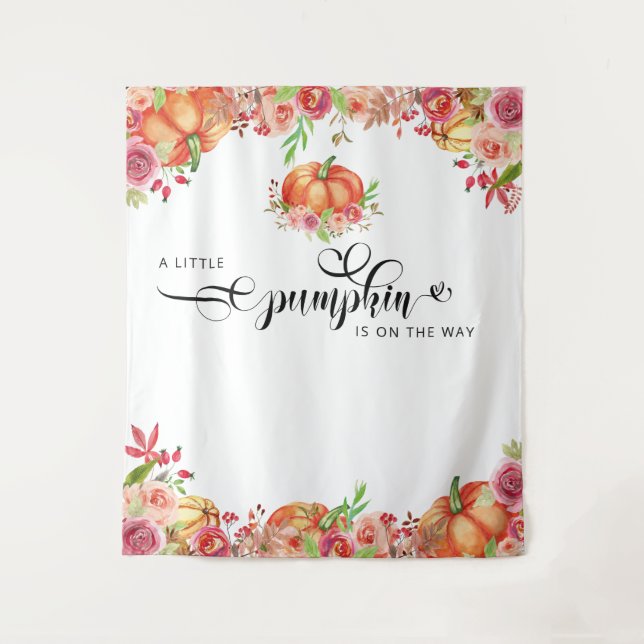 Tenture Petit Baby shower Floral Citrouille (Devant)