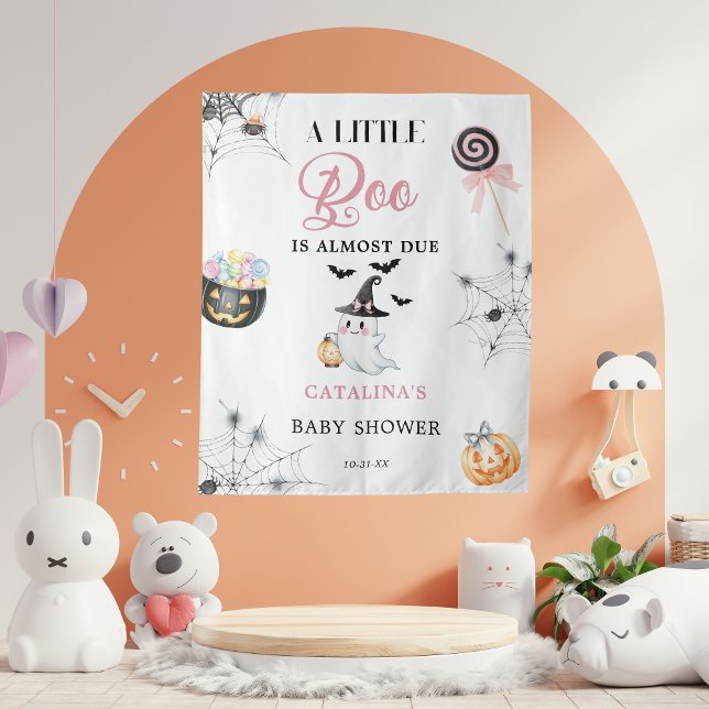 Tenture Petit Boo Rose Cute Baby shower Fantôme fond (Créateur téléchargé)