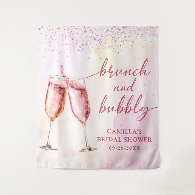 Tenture Petit déjeuner au champagne rose et fête de mariag (Devant)