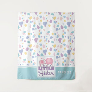 Tenture Petit éléphant sœur pastel motif coloré