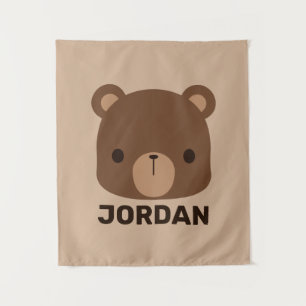 Tenture Petit ours Brown mignon avec nom personnalisé