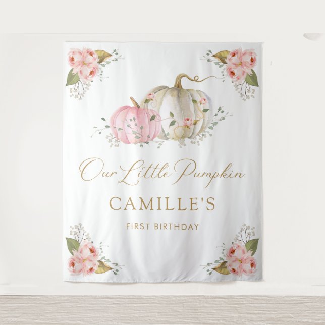Tenture Petite Citrouille Fille Anniversaire (Devant)