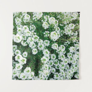 Tenture Petites fleurs blanches dans l'herbe en journée à