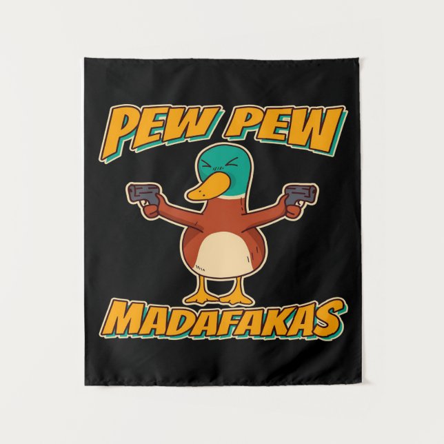 Tenture Pew Pew Duck | Plaid Lancer Motif Couverture (Devant)