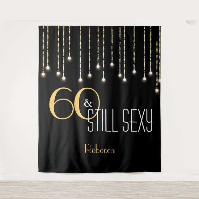 Tenture Photo Booth Anniversaire Personnalisé Black Gold (Devant)