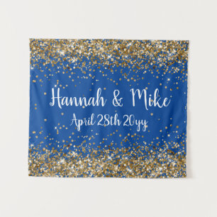 Tenture Photo Booth Prop de Mariage Blue Gold personnalisé