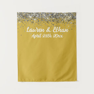 Tenture Photo Booth Prop Mariage Gold et Silver personnali
