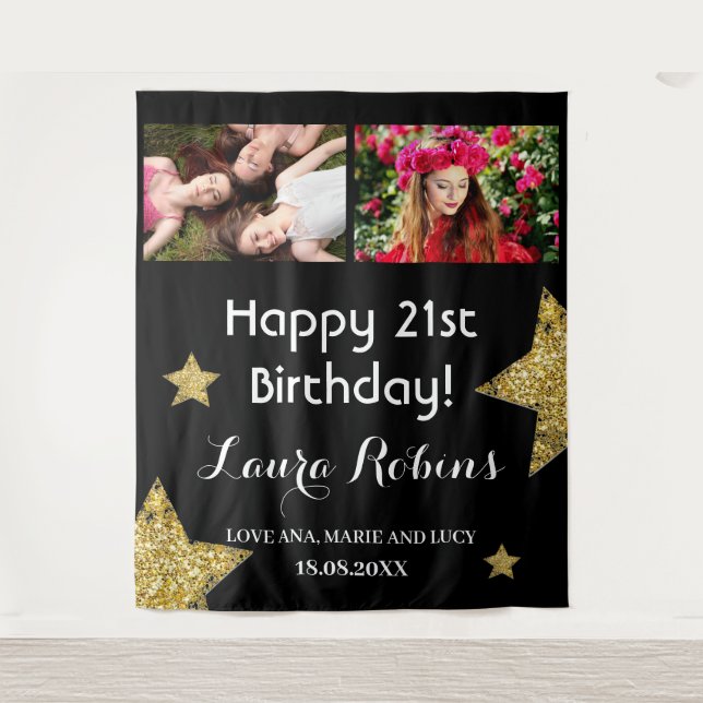 Tenture Photo Collage 21e anniversaire de fête Contexte (Devant)