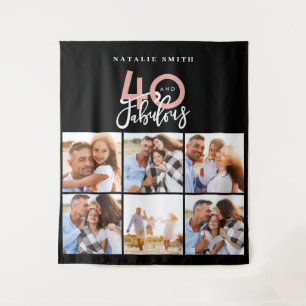 Tenture Photo collage noir et rose 40 et fabuleux