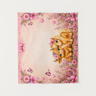 Tenture Photo de Baby Shower Vache et Poney Western Rose