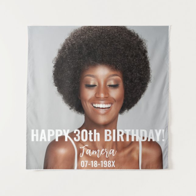 Tenture Photo de fête d'anniversaire 30e ou autre Annivers (Devant)
