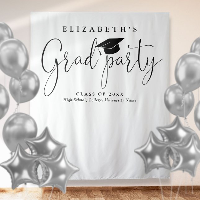 Tenture Photo de la fête de graduation moderne (Modern Graduation Party Photo Backdrop)