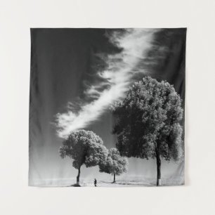 TENTURE PHOTO DE LA PERSONNE SUR LA ROUTE ENTRE ARBRES