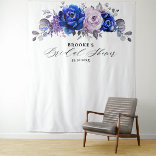 Tenture Photo de mariage floral lilas bleu royal