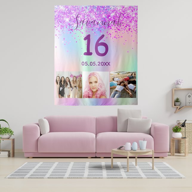 Tenture Photo holographique rose violet pour 16 ans (Créateur téléchargé)