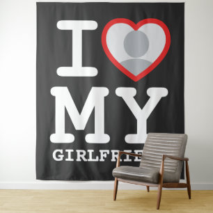 Tenture Photo personnalisée drôle de mème « J'aime ma copi