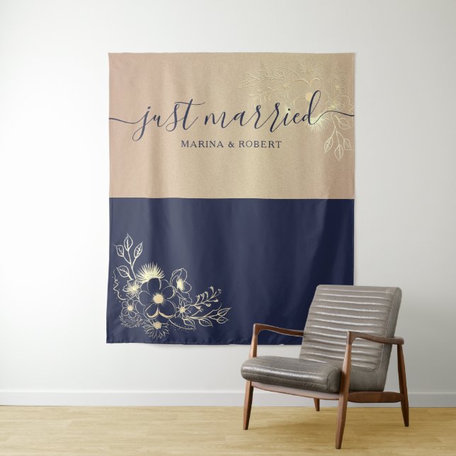 Tenture Photo Prop de Mariage bleu de la Marine juste mari (En situation)