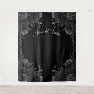 Tenture Photo Rose noir et gris Mariage gothique fond