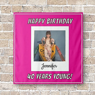 Tenture Photo vintage Joyeux Anniversaire Forever Young