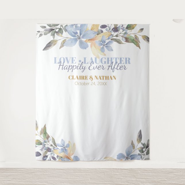 Tenture Photomaton de mariage floral aquarelle violet  (Devant)