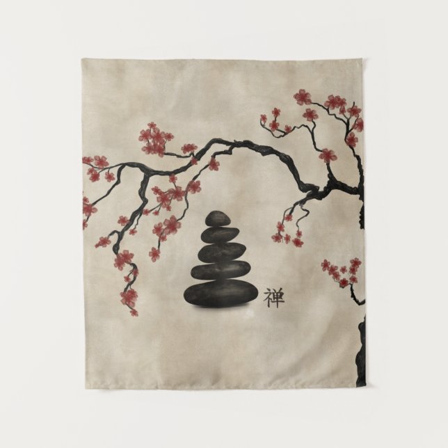 Tenture Pierres zen Sakura Tree (Devant)