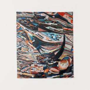 Tenture Pile de bateau en bois marron et bleu