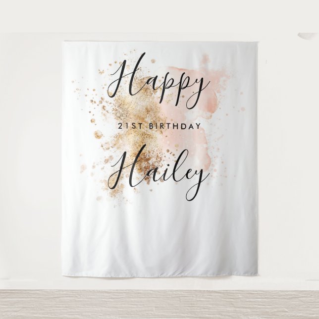 Tenture Pink And Gold 21st Birthday Photo Booth fond (Devant)