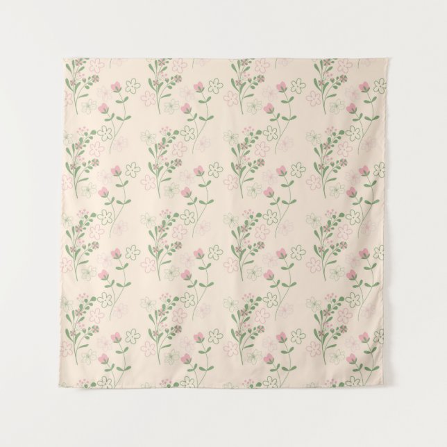 Tenture Pink Green Retro Y2K les années 70 Fleur Motif (Devant)