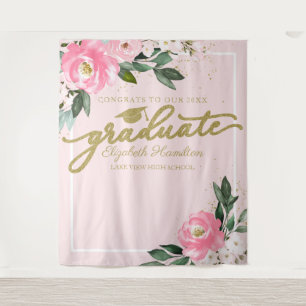 Tenture Pink Hot Floral Graduation Party Photo fond
