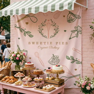 Tenture Pink & Olive Green Baking & Cuisine Ustensiles Bou