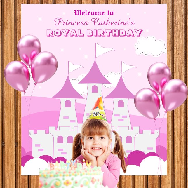 Tenture Pink Royal Princess Castle Girl Anniversaire (Créateur téléchargé)