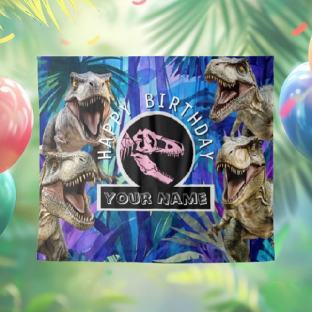 Tenture Pink T rexs Jungle Backdrop (Perfect for parties or photo ops, this vibrant design will leave everyone in awe. Dive into adventur)