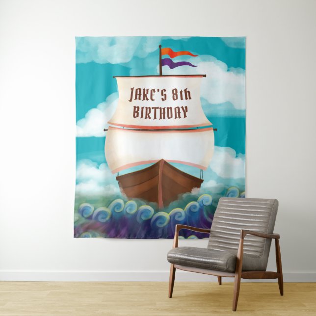 Tenture Pirate Ship Galleon Anniversaire (En situation)