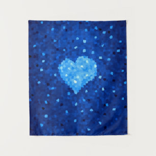 Tenture Pixel Art Blue Heart Retro Gamer Love