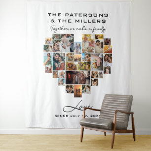 Tenture Pixel Heart Photo Collage Anniversaire de la famil
