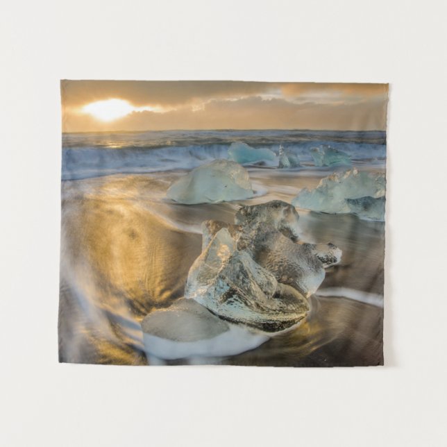 Tenture Plage de sable noir | Jokulsarlon Sud Islande (Devant (Horizontal))