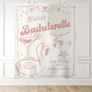 Tenture Plage Dernier Toast rose Bachelorette Partie Tapes