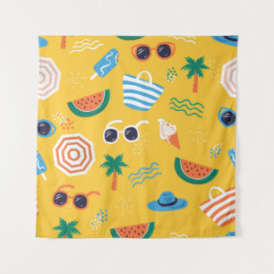 Tenture Plage d'été : Motif coloré sans couture